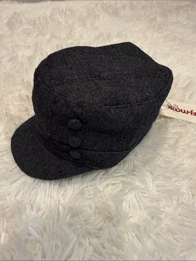 Black Cap with Button Detail